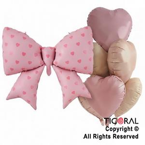 SET DE GLOBOS METALIZADO MO�O Y CORAZONES 6 UNIDADES